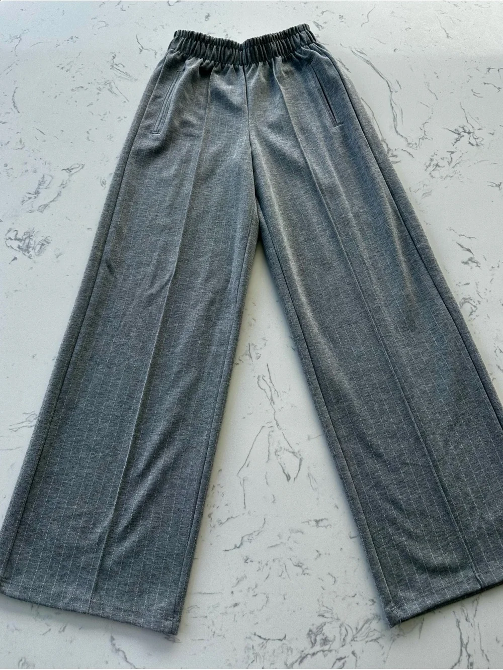 Zara Kids Grey Pinstripe Elastic-Waist Joggers